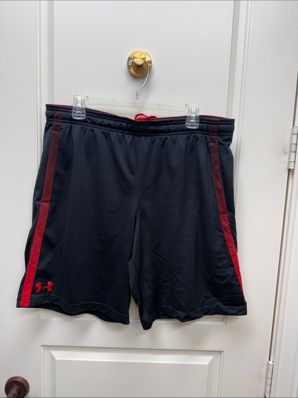 Under Armour Black Men's Athletic Shorts with Red Accent Stripes